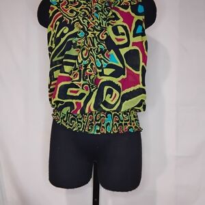 Bisou Bisou Multicolor Abstract Blouse